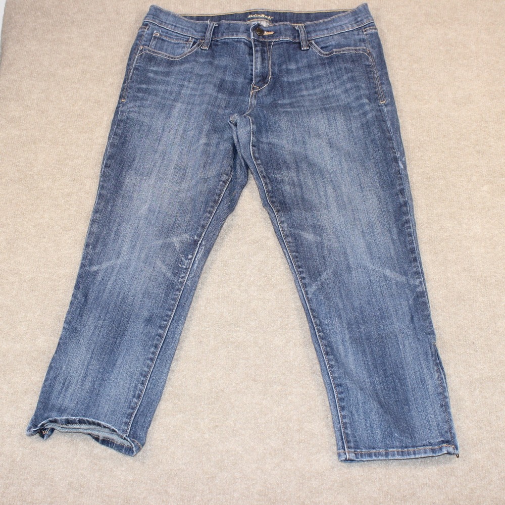 Old Navy Women Blue Medium Wash Cropped Jeans Size 10 Regular Stretch Denim